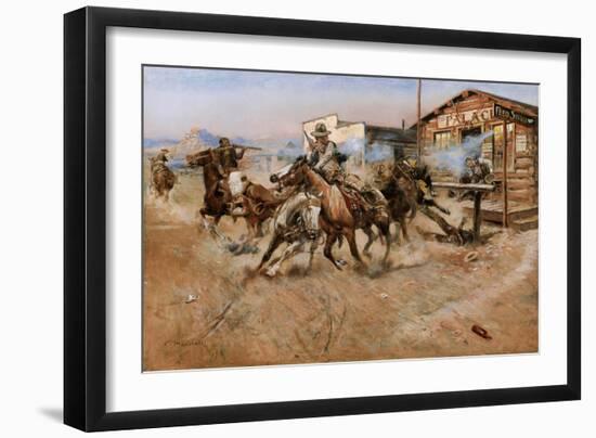 Smoke of A .45-Charles Marion Russell-Framed Art Print