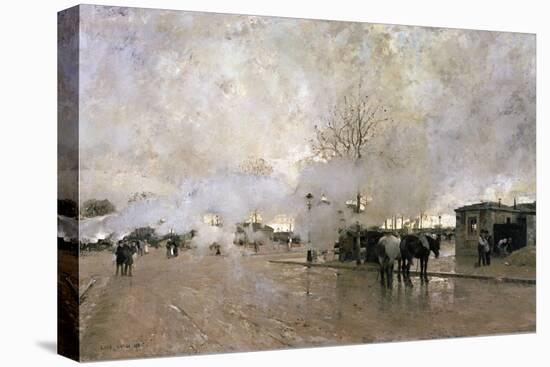 Smoke on the Paris Circuit Line, 1885-Luigi Loir-Stretched Canvas