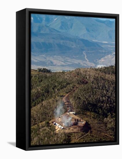 Smoke Rises from a Drilling Rig on the Roan Plateau-Peter M. Fredin-Framed Stretched Canvas