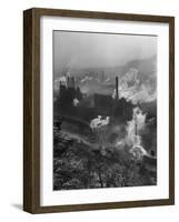 Smoke Stacks Releasing Thick Clouds of Smoke into the Air-null-Framed Photographic Print