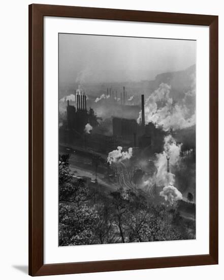 Smoke Stacks Releasing Thick Clouds of Smoke into the Air-null-Framed Photographic Print