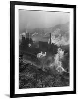 Smoke Stacks Releasing Thick Clouds of Smoke into the Air-null-Framed Photographic Print