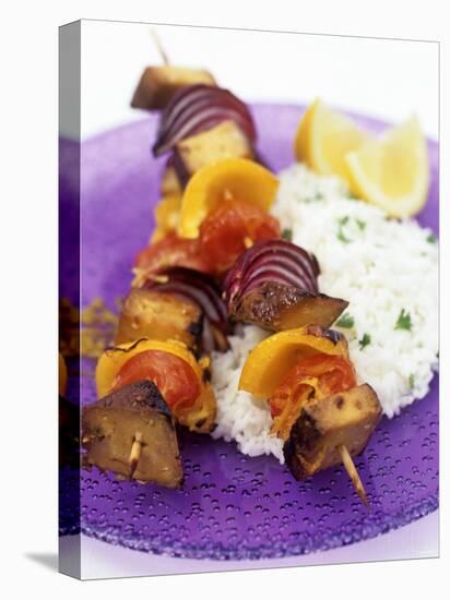 Smoked Tofu and Vegetable Kebabs on Rice-null-Stretched Canvas