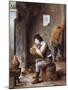 Smoker in Front of a Fire, 17th Century-David Teniers the Younger-Mounted Giclee Print