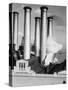 Smokestacks of Edison Power Company-Philip Gendreau-Stretched Canvas
