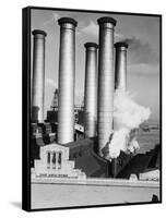 Smokestacks of Edison Power Company-Philip Gendreau-Framed Stretched Canvas