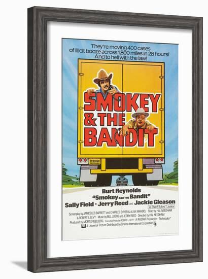 Smokey and the Bandit, Burt Reynolds (top), Jackie Gleason, 1977-null-Framed Art Print