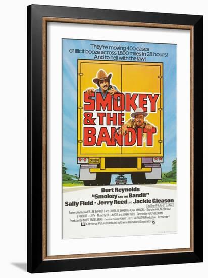 Smokey and the Bandit, Burt Reynolds (top), Jackie Gleason, 1977-null-Framed Art Print