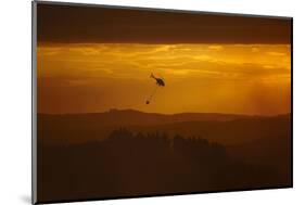 Smokey sunset and helicopter fighting fire at Burnside, Dunedin, South Island, New Zealand-David Wall-Mounted Photographic Print