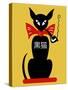 Smoking Black Cat-Mark Rogan-Stretched Canvas