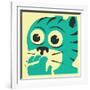 Smoking Cat-Jazzberry Blue-Framed Art Print