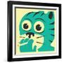 Smoking Cat-Jazzberry Blue-Framed Art Print