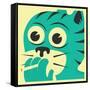 Smoking Cat-Jazzberry Blue-Framed Stretched Canvas