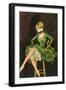 Smoking Flapper in Green Cocktail Dress-null-Framed Art Print