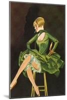 Smoking Flapper in Green Cocktail Dress-null-Mounted Art Print