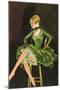 Smoking Flapper in Green Cocktail Dress-null-Mounted Art Print