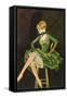 Smoking Flapper in Green Cocktail Dress-null-Framed Stretched Canvas