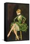 Smoking Flapper in Green Cocktail Dress-null-Framed Stretched Canvas