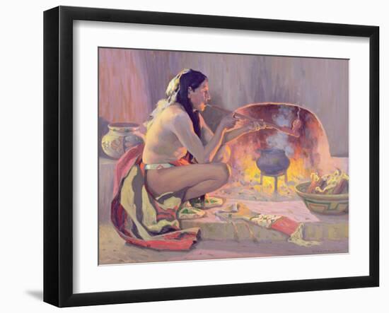 Smoking Pipe (Oil on Canvas)-Eanger Irving Couse-Framed Giclee Print