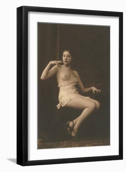 Smoking Woman with Slip-null-Framed Art Print