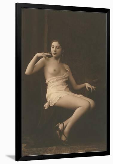 Smoking Woman with Slip-null-Framed Art Print