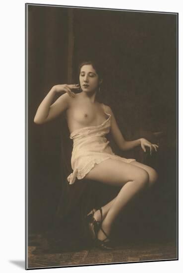 Smoking Woman with Slip-null-Mounted Art Print