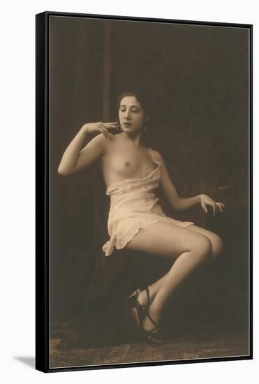 Smoking Woman with Slip-null-Framed Stretched Canvas