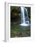 Smoky Mountain Natioanl Park: a Hiker Running Behind Grotto Falls-Brad Beck-Framed Photographic Print