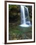 Smoky Mountain Natioanl Park: a Hiker Running Behind Grotto Falls-Brad Beck-Framed Photographic Print