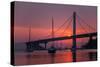 Smoky Sunrise Glow at East Span Bay Bridge Boats Harbor Oakland Treasure Island-Vincent James-Stretched Canvas