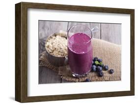 Smoothie with Blueberries and Oatmeal-Elena Veselova-Framed Photographic Print