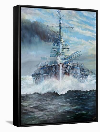 SMS Konig enters the battle of Jutland, 31st May 1916; 2018-Vincent Alexander Booth-Framed Stretched Canvas