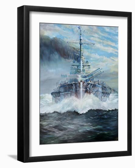 SMS Konig enters the battle of Jutland, 31st May 1916; 2018-Vincent Alexander Booth-Framed Giclee Print