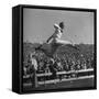 Smu Cheerleader Leaping High into Air at University of Texas Football Game-Loomis Dean-Framed Stretched Canvas