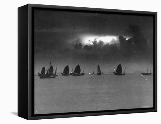 Smugglers' Junks Sailing in Dying Light of Dusk-Jack Birns-Framed Stretched Canvas