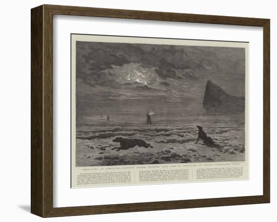 Smuggling at Gibraltar, Frontier Guards Shooting Dogs Used by Smugglers to Convey Contraband Goods-null-Framed Giclee Print