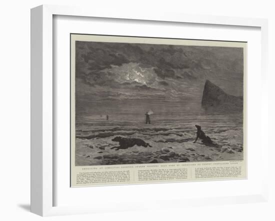 Smuggling at Gibraltar, Frontier Guards Shooting Dogs Used by Smugglers to Convey Contraband Goods-null-Framed Giclee Print