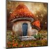 Smurfs Mushroom Meadow Cottage-null-Mounted Art Print