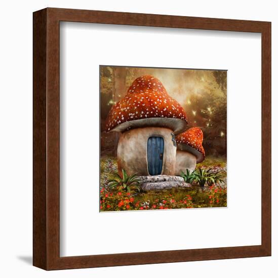 Smurfs Mushroom Meadow Cottage-null-Framed Art Print