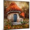 Smurfs Mushroom Meadow Cottage-null-Mounted Art Print