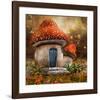 Smurfs Mushroom Meadow Cottage-null-Framed Art Print