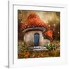 Smurfs Mushroom Meadow Cottage-null-Framed Art Print