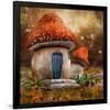 Smurfs Mushroom Meadow Cottage-null-Framed Art Print