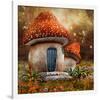 Smurfs Mushroom Meadow Cottage-null-Framed Art Print