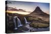 Snaefellsness Peninsula, Iceland. Midnight Sun at the Kirkjufell Mountain.-Marco Bottigelli-Stretched Canvas