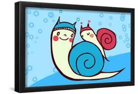 Snail Family-Minoji-Framed Poster