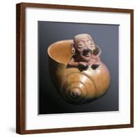 Snail Shaped Vessel with Figure of an Old Man-null-Framed Photo