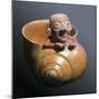 Snail Shaped Vessel with Figure of an Old Man-null-Mounted Photo