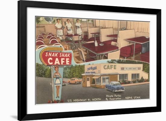 Snak Shak Cafe, Retro Diner-null-Framed Premium Giclee Print