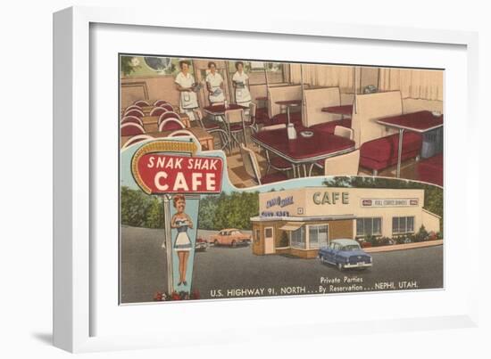 Snak Shak Cafe, Retro Diner-null-Framed Art Print